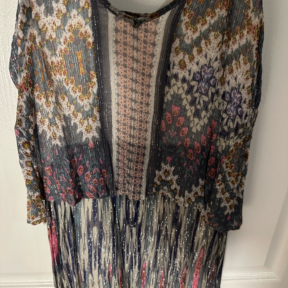 Anthropologie Patterned Dress with Metallic Accents
